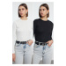 Trendyol Black-Ecru 2 Pack Crew Neck Regular/Normal Fit Knitted Blouse