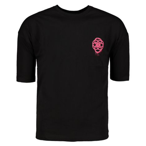 Trendyol Black Oversize/Wide-Fit Geometric Print 100% Cotton T-Shirt