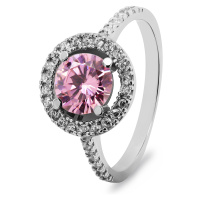 Brilio Silver Luxusní stříbrný prsten s růžovým zirkonem RI033W