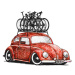 Cycology Tričko Road Trip - červený VW Beatle
