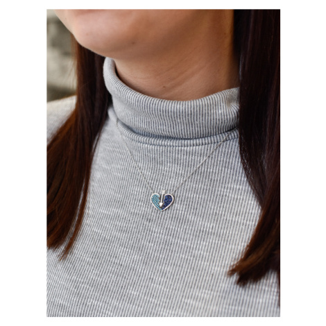 Evolution Group Stříbrný náhrdelník s krystaly modré srdce 72019