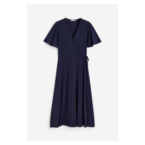 H & M - Žerzejové zavinovací šaty - modrá H&M