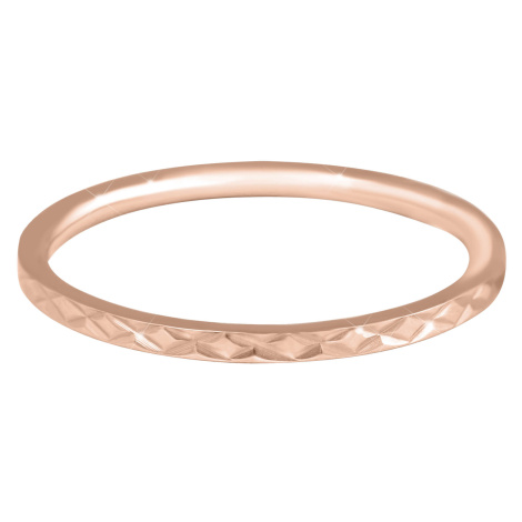 Troli Pozlacený minimalistický prsten z oceli s jemným vzorem Rose Gold 55 mm