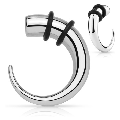 Expander z chirurgické oceli - hák stříbrné barvy s černými gumičkami - Tloušťka piercingu: 6 mm Šperky eshop
