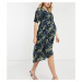 Hope & Ivy Maternity kimono knot front midi dress in navy floral