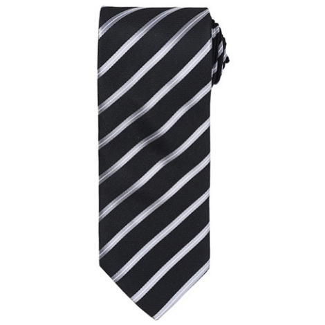 Premier Workwear Sportovní pruhovaná kravata PR784 Black Stripe