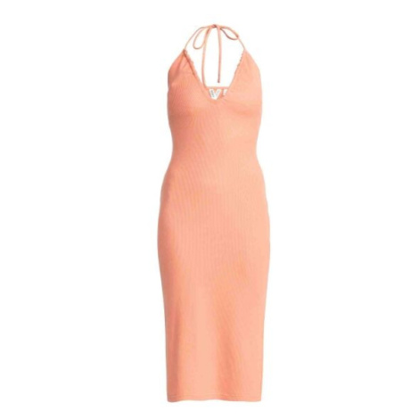 Roxy LATE SUNSET HALTER Dámské letní midi šaty, lososová, velikost