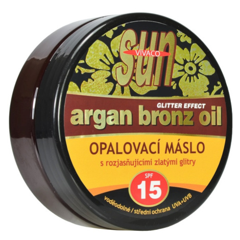 Vivaco Sun Vital Opalovací máslo Glitter effect s BIO arganovým olejem SPF 15 SUN 200 ml