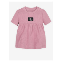 Růžové holčičí žebrované šaty Calvin Klein Jeans