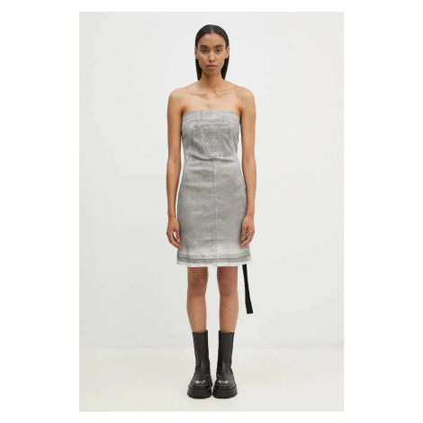 Šaty Rick Owens Splintered Denim Bustier šedá barva, mini, DS02D2501.HSCF