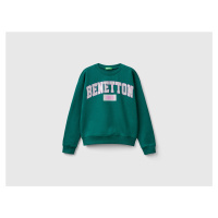 Benetton, 100% Cotton Sweatshirt With Glittery Logo