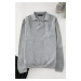 Trendyol Grey Regular Polo Neck Textured Knitwear Sweater