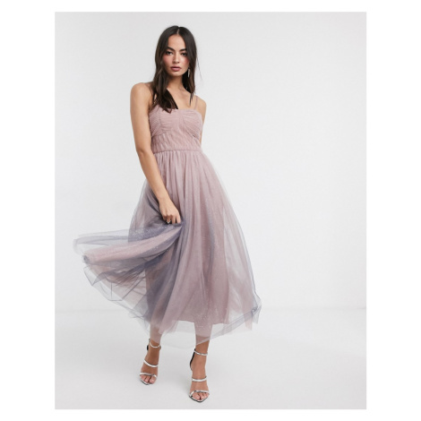 anaya with love tulle bandeau maxi dress with satin trim in blush