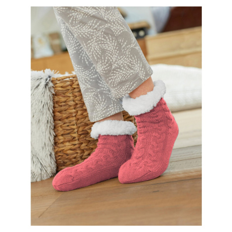 Bačkorové ponožky s copánkovým vzorem a protiskluzovou úpravou Blancheporte