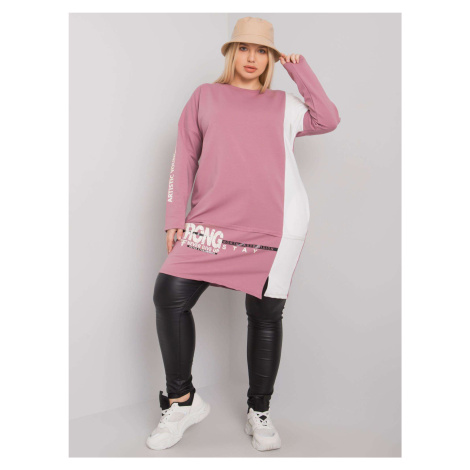 Prašně růžová tunika plus size s dlouhým rukávem Fashionhunters