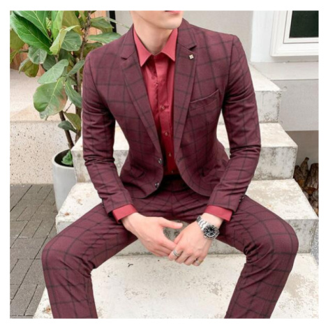 Luxusní pánský oblek vzorovaný s vestou a bez - BORDO JFC FASHION