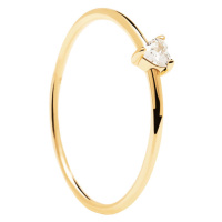 PDPAOLA Minimalistický pozlacený prsten se srdíčkem White Heart Gold AN01-223 56 mm