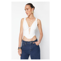 Trendyol X Zeynep Tosun White Knitted Lacing Detailed Underwire Bustier