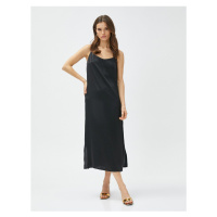 Koton Midi Length Dress with Adjustable Straps and a Slit