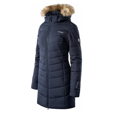 HI-TEC Lady Gala - dámský zimní kabát s kapucí a kožíškem (modrý) Barva: Modrá