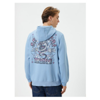 Koton Back Printed Hoodie Asian Theme Kangaroo Pocket Detail