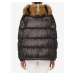 Černá dámská prošívaná zimní bunda s kapucí a umělým kožíškem Geox Backsie