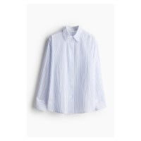 H & M - Košile z mačkané bavlny - modrá