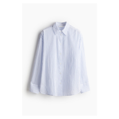 H & M - Košile z mačkané bavlny - modrá H&M