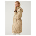 Béžový dámský prošívaný kabát z peří a prachového peří Marks & Spencer