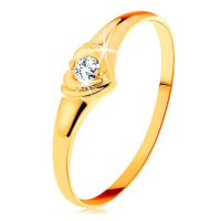 Diamantový zlatý prsten 585 - blýskavé srdíčko se vsazeným kulatým briliantem