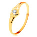 Diamantový zlatý prsten 585 - blýskavé srdíčko se vsazeným kulatým briliantem
