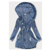 Světle modrý džínový přehoz přes oblečení s kapucí (POP7011-K)