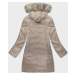 Khaki-béžová dámská zimní oboustranná bunda s kapucí (B8202-11046)