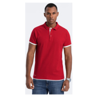 Ombre Pánské tričko s límečkem Henet červená Červená