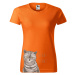 DOBRÝ TRIKO Dámské tričko s potiskem kočky Barva: Oranžová