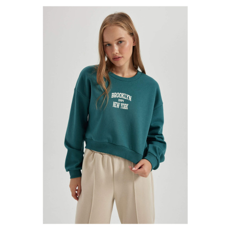 DEFACTO Oversize Fit Slogan Pattern Sweatshirt