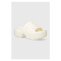 Pantofle Crocs Stomp Slide dámské, béžová barva, na platformě, 209346