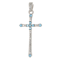 Stříbrný přívěšek kříž s modrými a čirými zirkony STRZ0811F