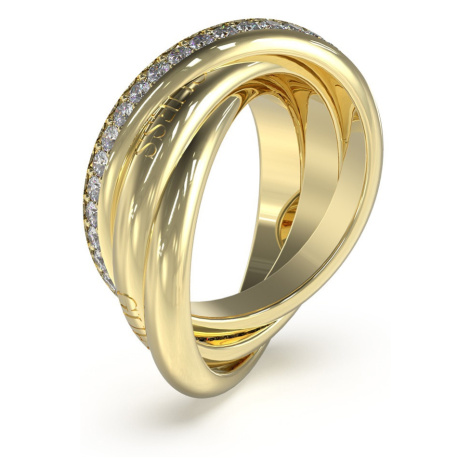 Guess Módní pozlacený prsten se zirkony Perfect JUBR04067JWYG 54 mm