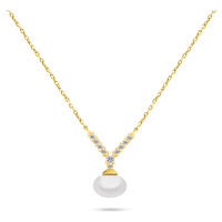 Brilio Silver Překrásný pozlacený náhrdelník s pravou perlou NCL81Y