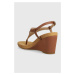 Sandály Lauren Ralph Lauren Jeannie dámské, hnědá barva, na klínku, 802784574008