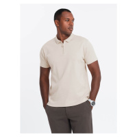 Ombre Men's melange polo shirt with striped collar - black