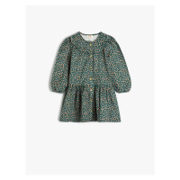 Koton Floral Dress Baby Collar Long Sleeve Buttoned Cotton