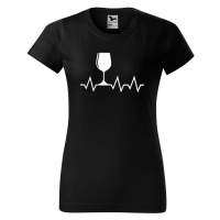 DOBRÝ TRIKO Dámské tričko s potiskem Tep srdce víno Barva: Černá