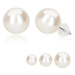 Puzetové náušnice, bílá syntetická perla, stříbro 925 - Hlavička: 9 mm