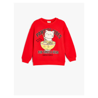 Koton Sweatshirt Crew Neck Cat Printed