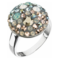 Evolution Group Stříbrný prsten s krystaly Swarovski zelený 35034.4