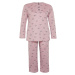 Trendyol Curve Pink Buttoned Floral Pattern Knitted Pajamas Set
