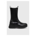 Kožené kotníkové boty Calvin Klein PITCHED CHELSEA BOOT dámské, černá barva, na platformě, HW0HW