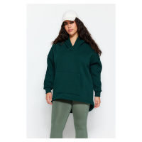 Trendyol Curve Emerald Green Thick Fleece Oversize Knitted Sweatshirt